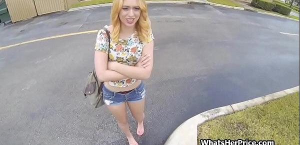  Parking lot blowjob for money done by perky blonde